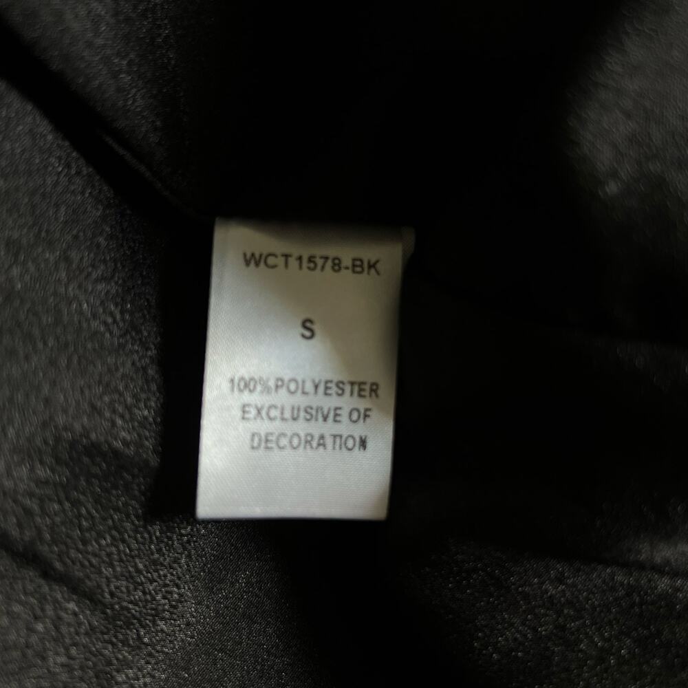 THML Mini Dress Black Small Ruffle Long Sleeve V Neck - Picture 5 of 7